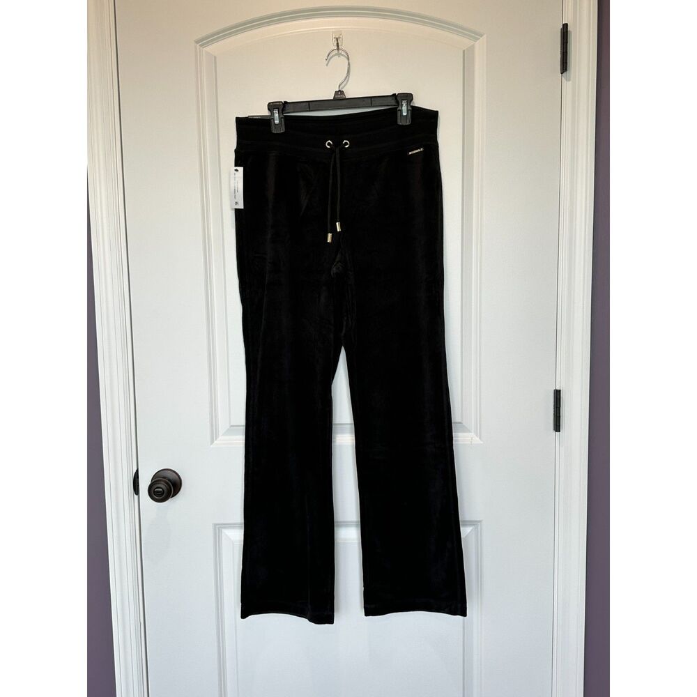 NWT Halston Velour Ribbed Pants Black Size Medium